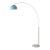 1960s Half Dome Morelli Floor Lamp - 92" Mid Century Modern Arc Lamp, Satin Nickel Finish, White Marble Base, Pool Blue Shade, Dimmable For Sale