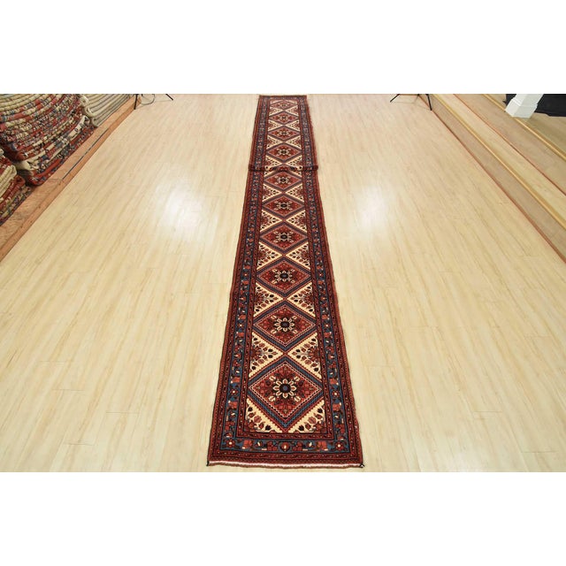 Farmhouse Roodbar Runner 2’6” X 31’10” Ivory Wool Vintage Hand-Knotted Rug For Sale - Image 3 of 15