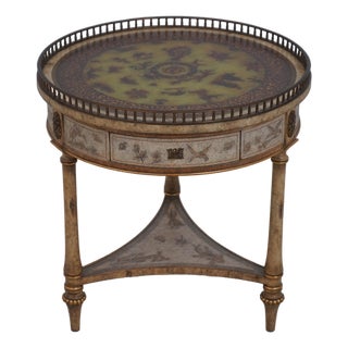 Maitland Smith Chinoiserie Round Drum Table For Sale