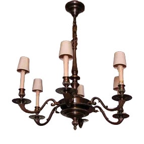 Empire Bronze 6-Arm Chandelier For Sale