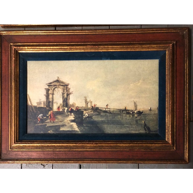 Great pair of prints on paper in original frames with dark green (can look blue/green in brighter light) velvet liners 8 x...