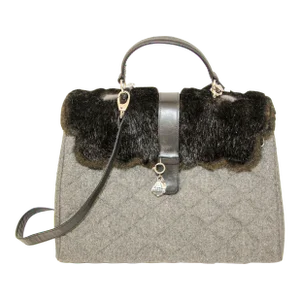 My Flat in London Gray Quilted Wool Handbag Purse Bag