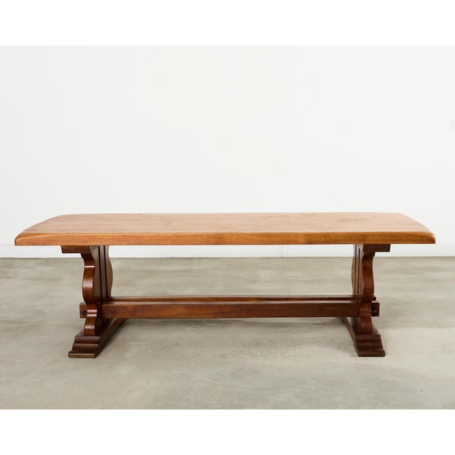 Country French Oak Farmhouse Trestle Dining Table 8 Ft. For Sale - Image 18 of 18