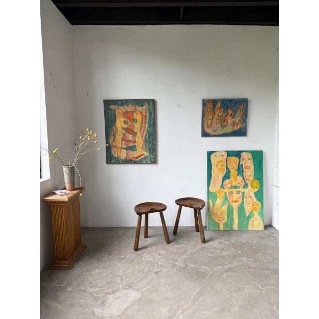 Brutalist Tripod Shepherds Stools from Le Selou, 1960s, Set of 2 For Sale - Image 3 of 18