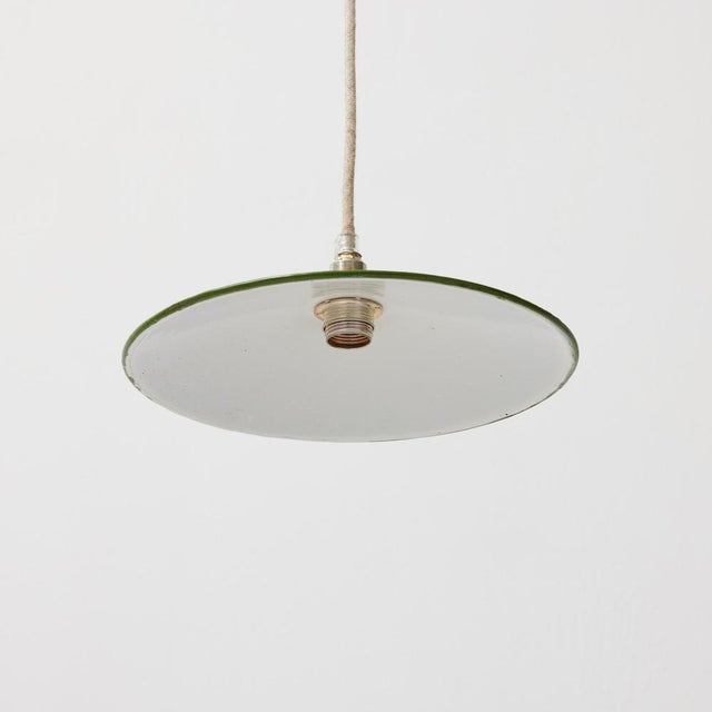 Antique French Hanging Lamp in Green Lacquered Metal For Sale - Image 9 of 13