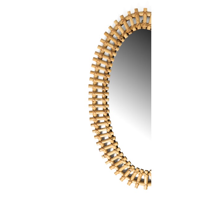 Italian 1950s Italian Bamboo and Rattan Mirror For Sale - Image 3 of 3