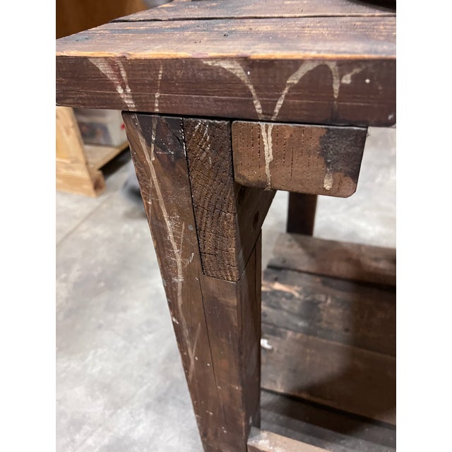 Rustic 1910s Antique Woodworker's Bench For Sale - Image 3 of 8