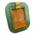 A Barovier Style Art Deco Green Murano Glass and Brass Italian Picture Frame For Sale