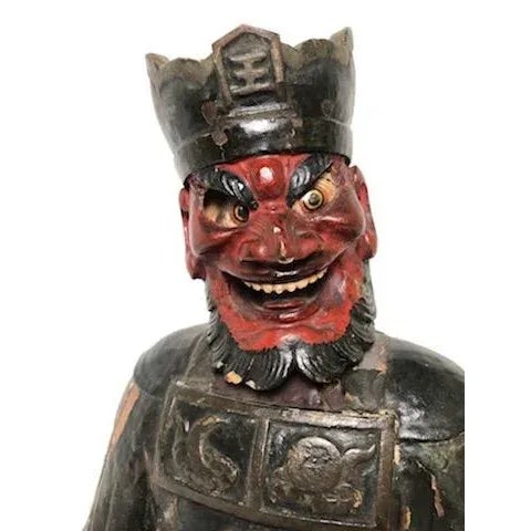 Mid 19th Century King Enma Carved Oriental Figure For Sale In Chicago - Image 6 of 12