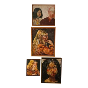 1970s Portrait Paintings by Philip Sherrod, Framed - Set of 4