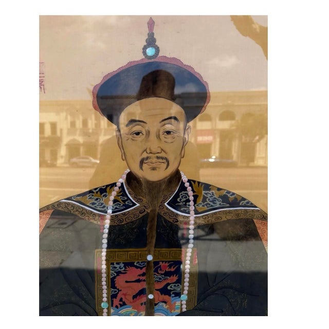 Asian Antique Qing Dynasty Chinese Ancestor Life Size Male Portrait Painting For Sale - Image 3 of 4