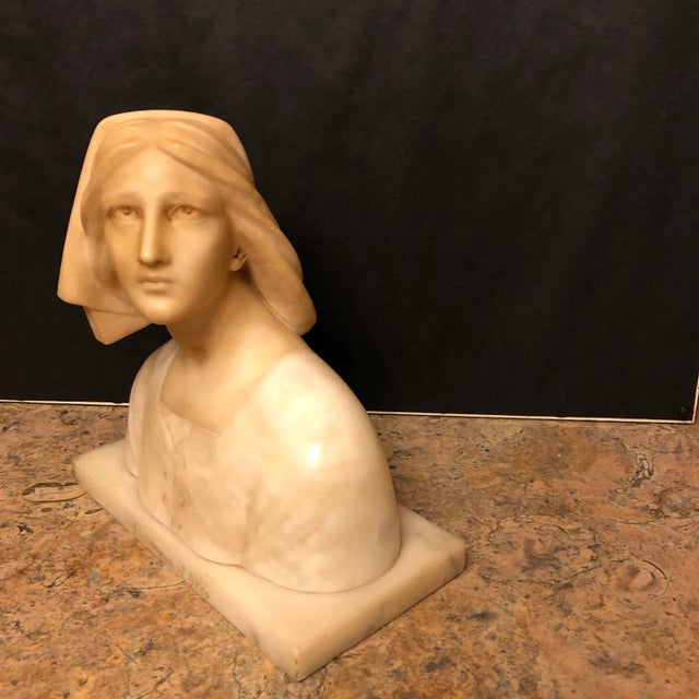 Early 20th Century Italian Alabaster Bust Joan of Arc For Sale - Image 5 of 11