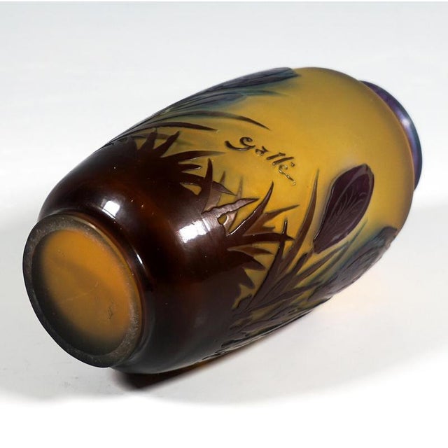 Art Nouveau Cameo Vase with Crocus by Emile Galle, France, 1910 For Sale - Image 5 of 6