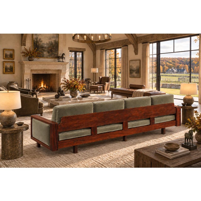 Brazilian Modern Rosewood Sofa in Celadon Mohair by Celina, Brazil, 1960s For Sale - Image 10 of 18
