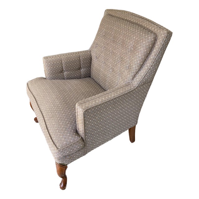 1960s Traditional Side Chair With Tufted Back and Arms For Sale