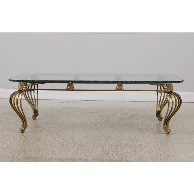 1990s Labarge Stunning Hollywood Regency Brass & Glass Coffee Table For Sale - Image 5 of 14