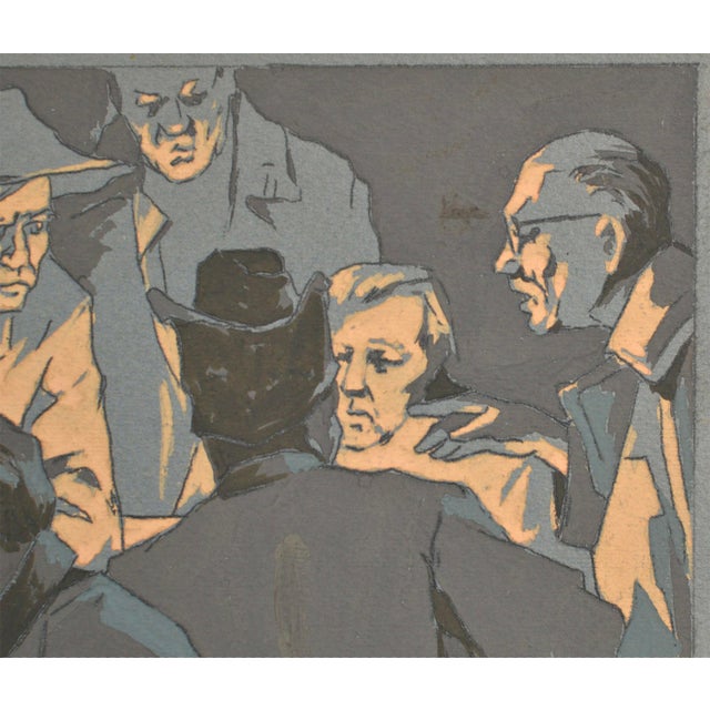 Albert Goltjakov, Discussion, 1958, Mixed Media on Paper For Sale - Image 3 of 6