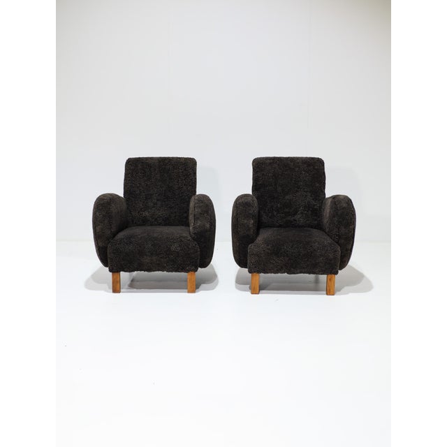 Danish Chairs in Sheepskin Leather, 1940s For Sale - Image 4 of 14