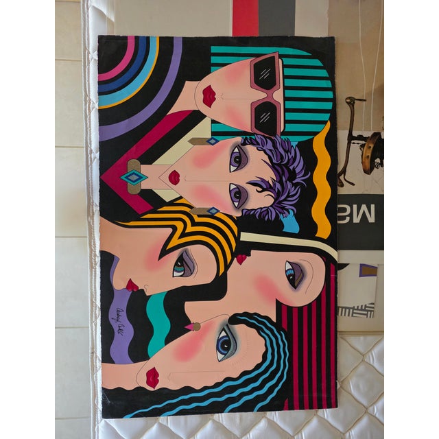 A gorgeous, striking fine art serigraph titled "The Girls Next Door" by artist Audrey Cohle. This hand-pulled screenprint...