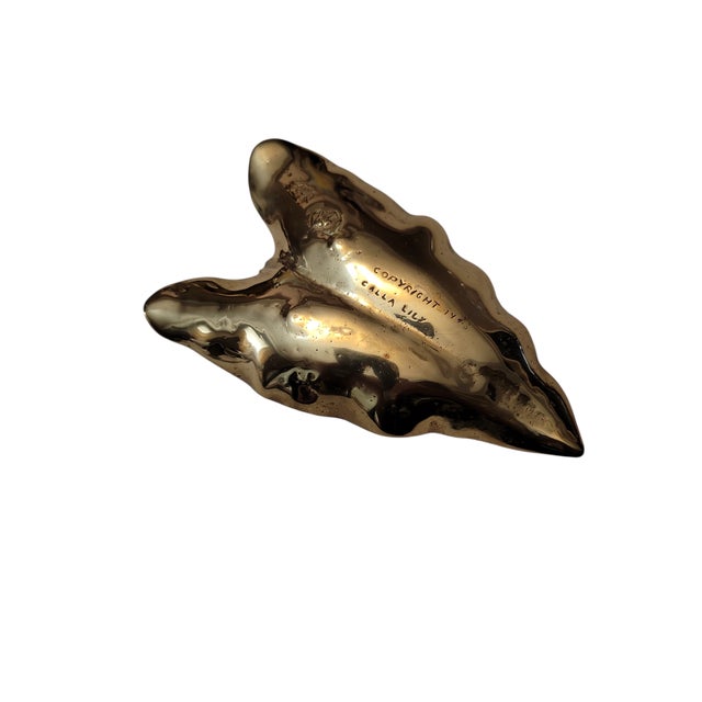 Hollywood Regency Vintage Brass Calla Lily Leaf Catchall For Sale - Image 3 of 5