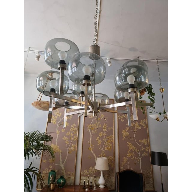 Antique Chandelier in Chrome and Glass by Holger Johansson, 1890s For Sale - Image 3 of 14