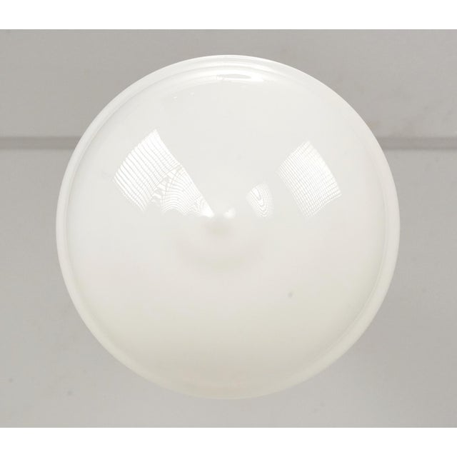 Traditional Antique Schoolhouse White Milk Glass Copper Chain Pendant Light For Sale - Image 3 of 6