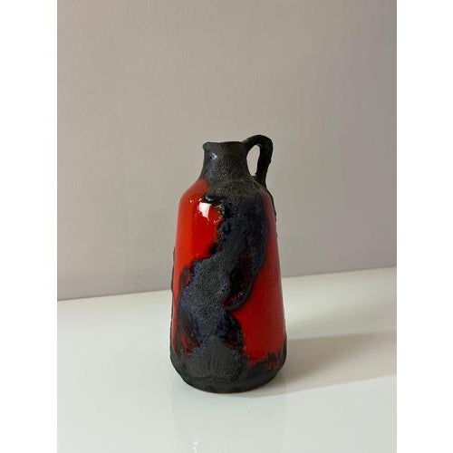 Red and Brown Fat Lava Vase from Marei Keramik For Sale - Image 11 of 11