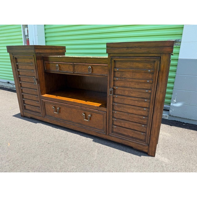 Wood Marge Carson- Vintage Marble Top Flip-Top Sideboard/Buffet For Sale - Image 7 of 12