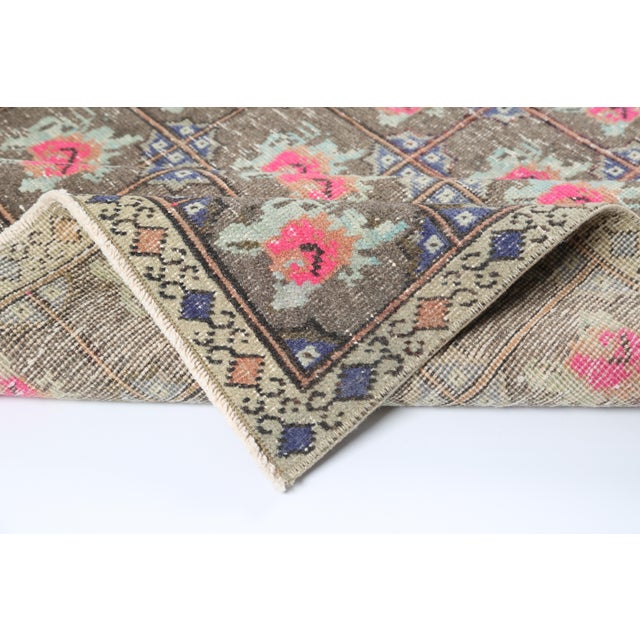 Textile Mid 20th Century Modern Tribal Kilim Rug With Floral Grid Motif – Handwoven Heritage With Graphic Symmetry -' 5'' X 7' 7'' For Sale - Image 7 of 10