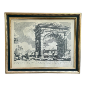 Vintage Framed Architectural Engraving After Piranesi, Veduta Dell’Arco Di Gallieno, Rome