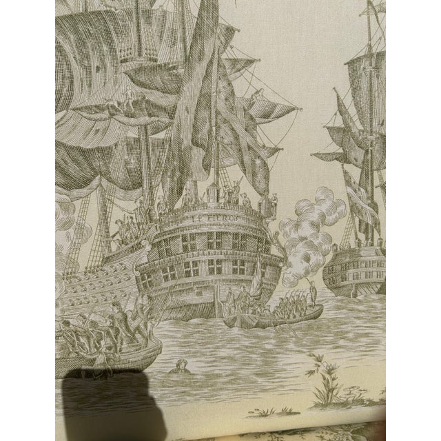 Early 20th Century French Louis XVI Style Giltwood Settee in Naval Scenic Toile For Sale - Image 9 of 9
