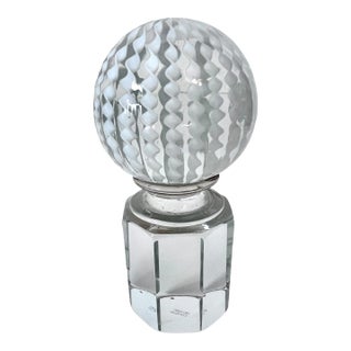 Signed Italian Venini Murano White Ribbon Paperweight For Sale