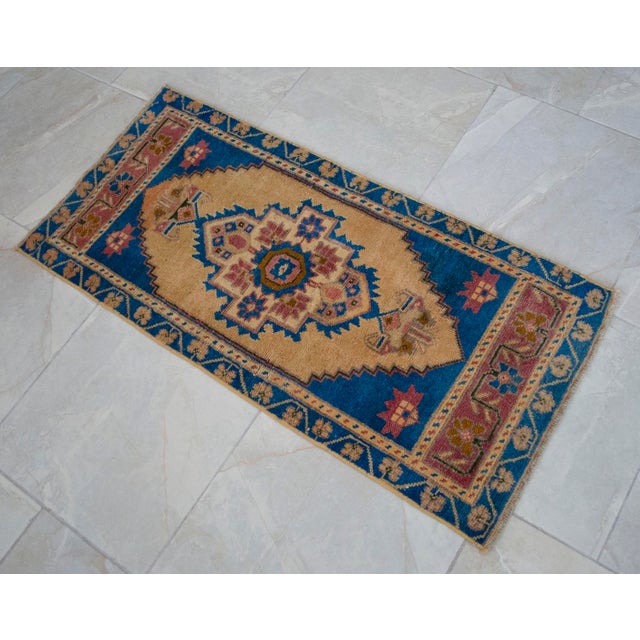 Camel Hand Knotted Door Mat, Entryway Rug, Bath Mat, Kitchen Decor, Small Rug, Turkish Rug - 1′8″ × 3′6″ For Sale - Image 8 of 10