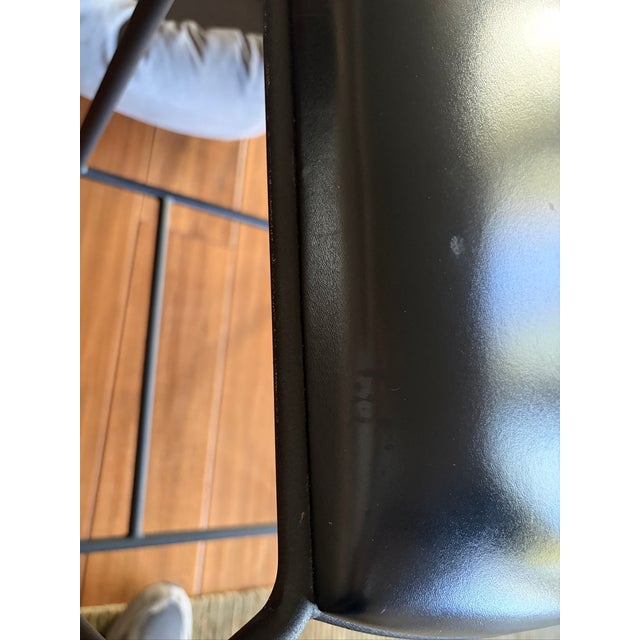 Wood Dakota Jackson "Vik-Ter" Black Leather Counter Stools Set of 3 For Sale - Image 7 of 9
