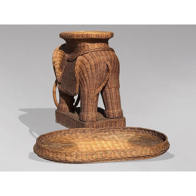 Italian Handwoven Wicker Elephant Shaped Side Table from Vivai Del Sud, 1970 For Sale - Image 3 of 10