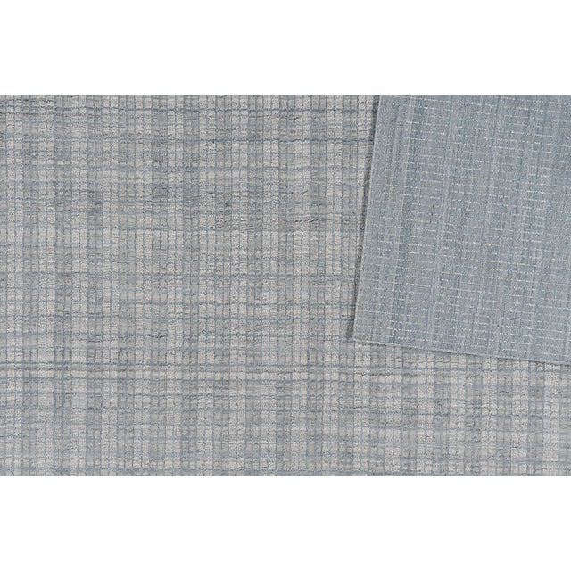 Textile Blue Gray Tartan Indoor Outdoor Polyester Rug, 9' X 12' For Sale - Image 7 of 8