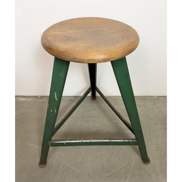 Industrial Green Workshop Stool, 1960s For Sale - Image 13 of 17