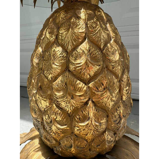 Hollywood Regency Pair of Mid-Century Italian Hollywood Regency Brass Pineapple Side Tables. For Sale - Image 3 of 15