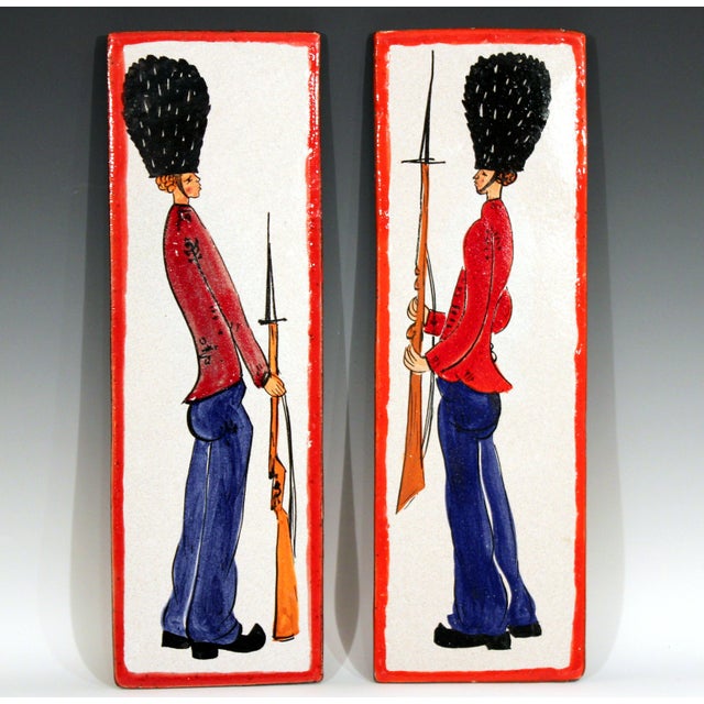 1960s Pottery Italian Petucco Tiles Beefeater Raymor Hanging Plaques Ceramic - a Pair For Sale - Image 11 of 11