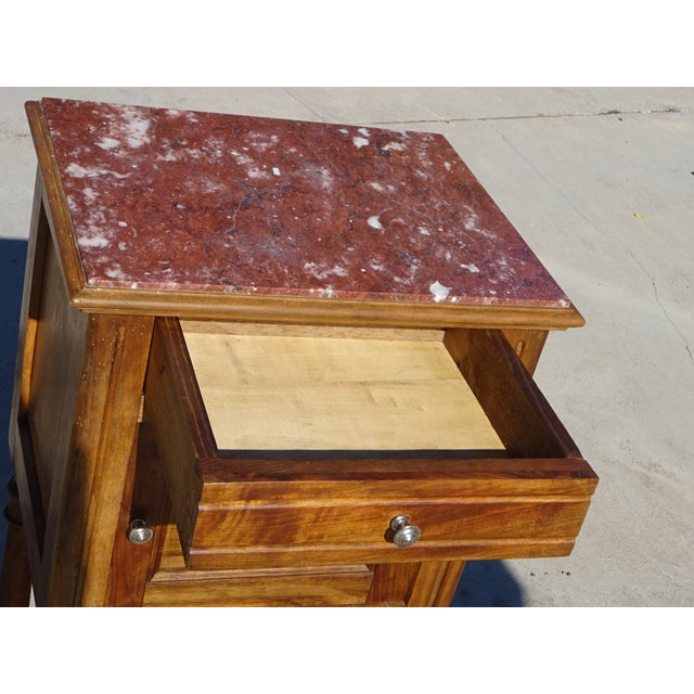 Louis XVI Bedside Table in Walnut and Marble For Sale - Image 17 of 18