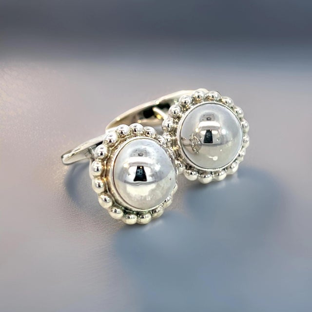 Silver 1990s Georg Jensen Estate Round Beaded Mens Cufflinks Silver, 2 Pieces For Sale - Image 8 of 12