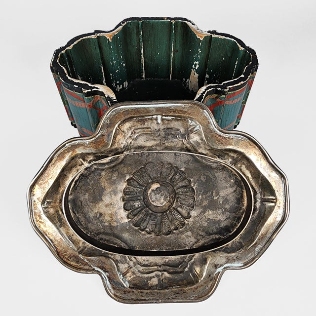 Antique Moroccan Folk Art Polychrome Lidded Tea Caddy Storage Box Hand Tooled For Sale - Image 13 of 15