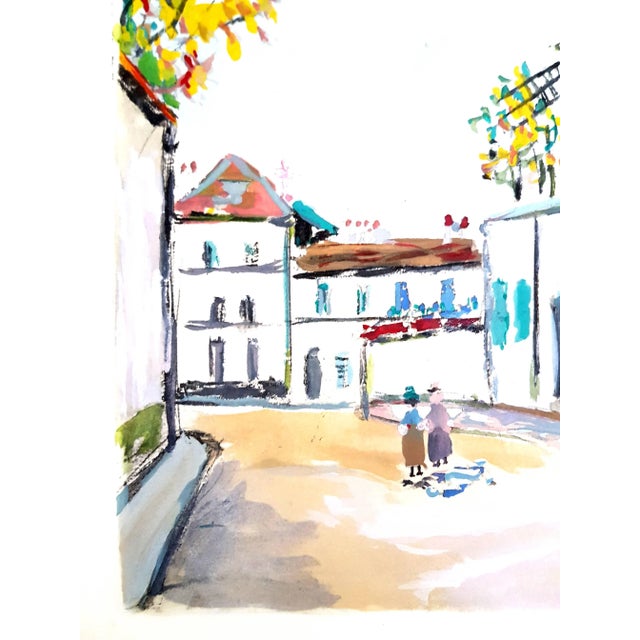 Inspired Village of Montmartre - Pochoir 1950 For Sale - Image 3 of 6