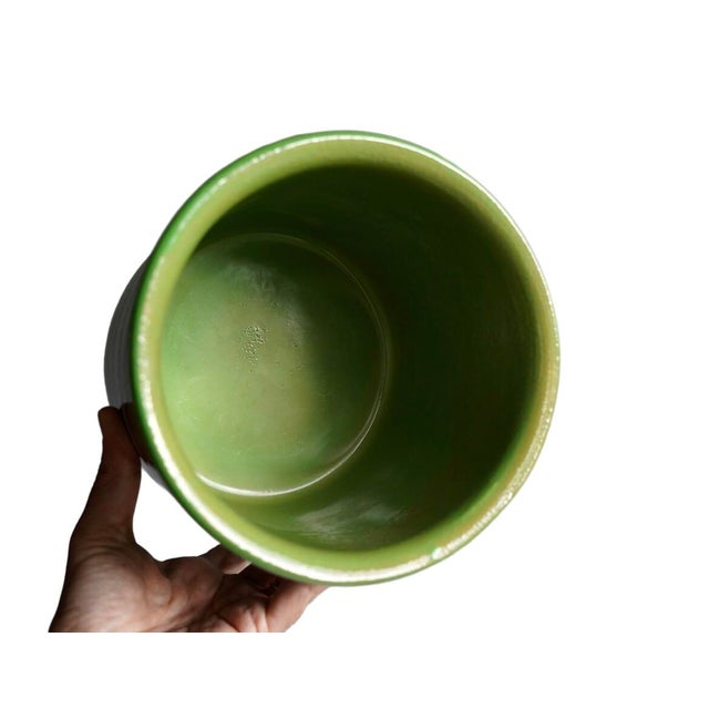 1960s Aldo Londi Ceramic Jadiniere Flower Pot in Green Colarate For Sale - Image 5 of 6