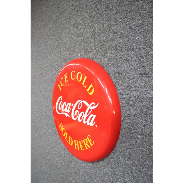 Early 21st Century Reproduction Coca-Cola Button Sign For Sale - Image 5 of 5