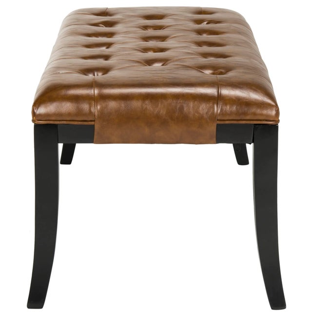 Modern Tyler Bench in Black & Saddle For Sale - Image 3 of 10