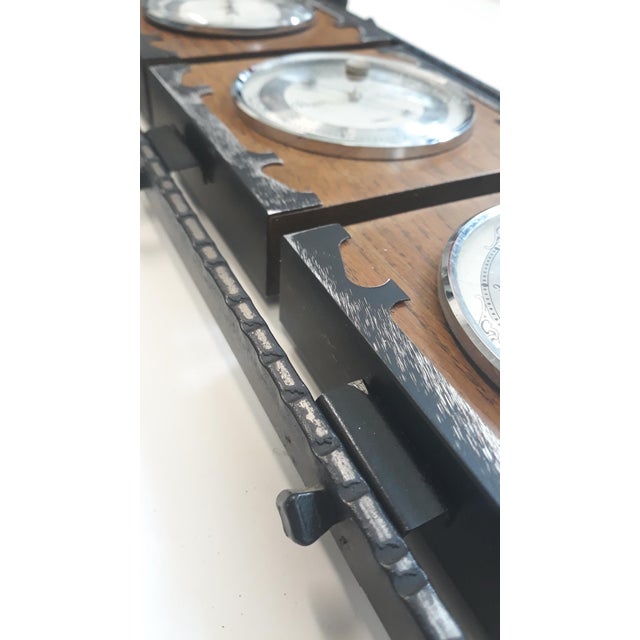 Weather Station Hygrometer Barometer Thermometer in Metal and Wood from Sundo, 1970s For Sale - Image 9 of 11