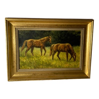 Sandra Severson Oil Painting at Meadow's Edge 1987. Sandra Severson American, 20th Century Oil Painting on Canvas Panel Signed to Lower Right For Sale