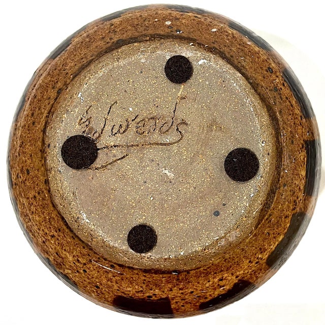1970's Striped Stoneware Covered Storage Jar - Ken Edwards Montana Potter For Sale - Image 13 of 15