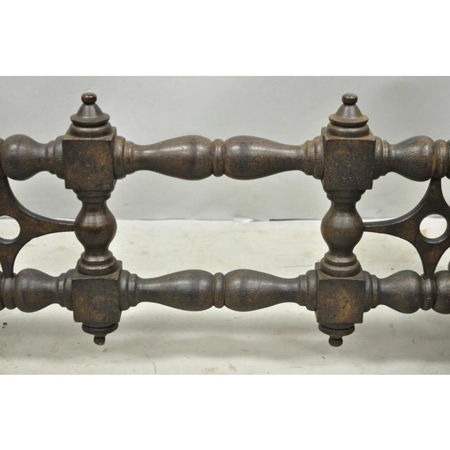 Vintage Gothic Renaissance Wooden Fretwork Rectangular Glass Top Coffee Table For Sale - Image 10 of 14